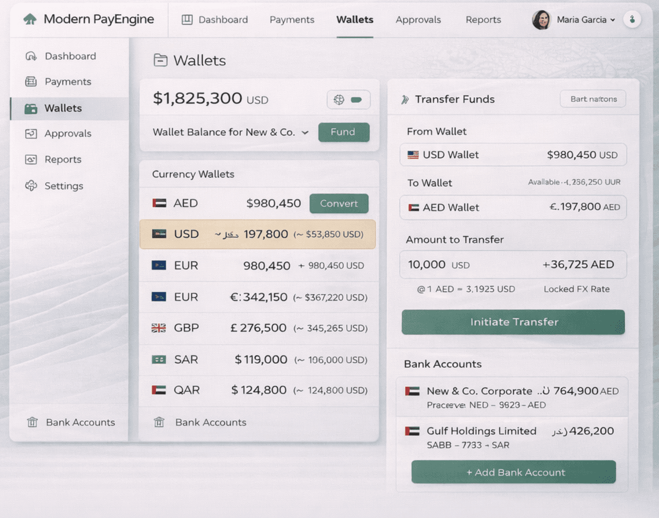 Modern PayEngine wallets and funding
